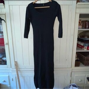 VTG POOF Black Knit Maxi Pullover Dress Size Medium Holiday Sweater Dress